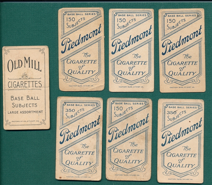 1909-1911 T206 Lot of (7) W/ Manning, Old Mill Cigarettes
