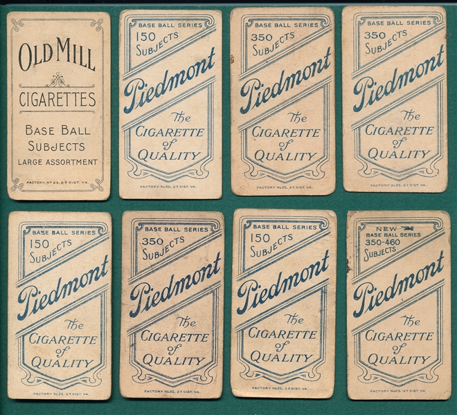 1909-1911 T206 Lot of (8) W/ McQuillan, Old Mill Cigarettes