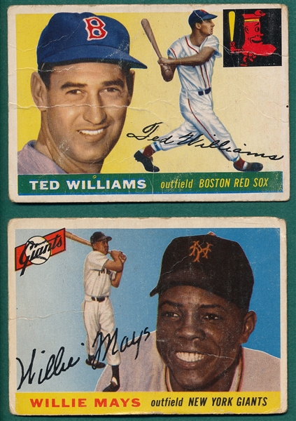 1955 Topps #2 Ted Williams & #194 Willie Mays, Lot of (2) 