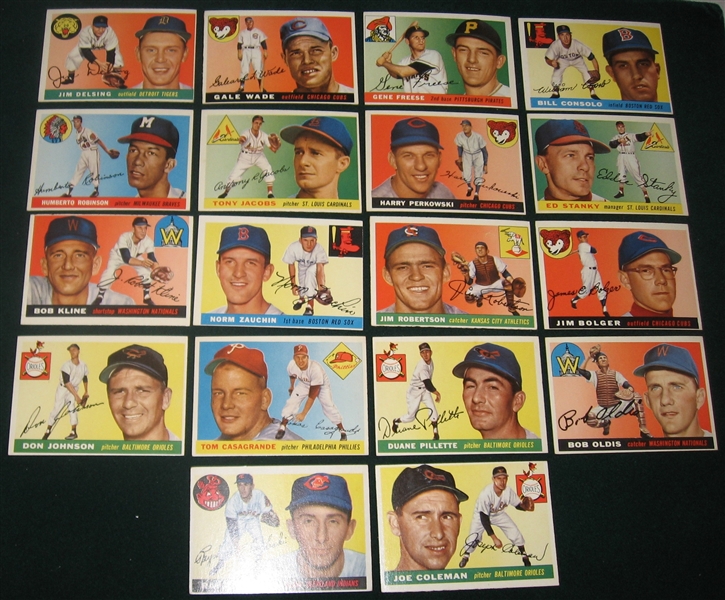 1955 Topps Lot of (21) High Numbers W/ #200 Jensen