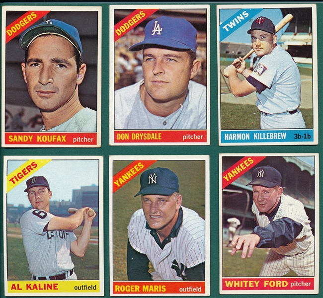 1966 Topps Lot of (6) Hall of Famers W/ #100 Koufax