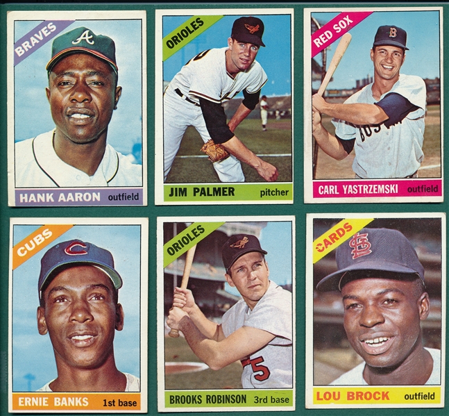 1966 Topps Lot of (6) Hall of Famers W/ #500 Aaron