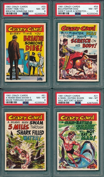 1961 Crazy Cards Lot of (10) W/ #6 PSA 9 *MINT*