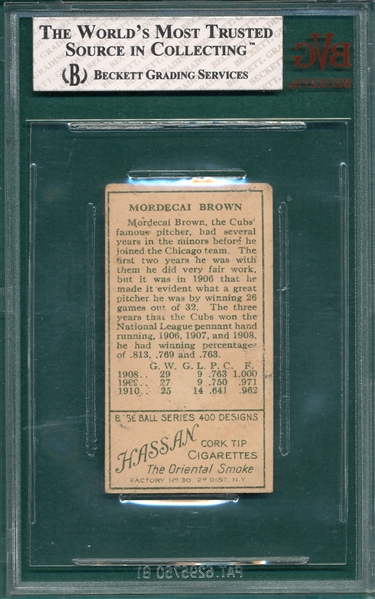 1911 T205 Brown, Mordecai, Hassan Cigarettes BVG 2