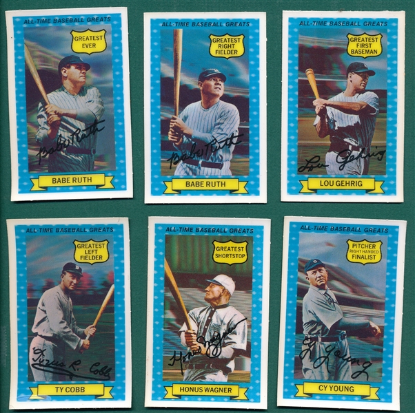 1972 Kellogg's All-Time Baseball Greats Complete Set (15) W/ (2) Babe Ruth