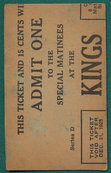 1922 E120 Bill Southworth American Caramel, *Kings Ad Sheet Back*