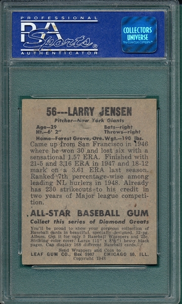 1948 Leaf #56 Larry Jensen PSA 7