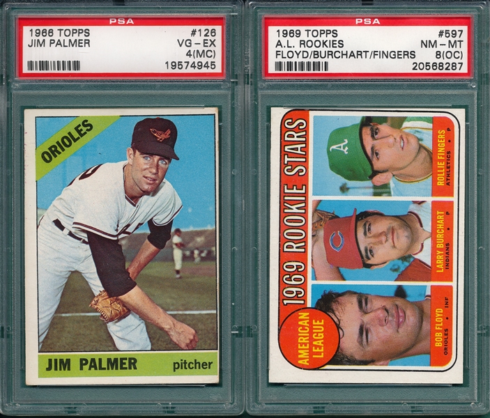 1966/69 Topps Rookies Fingers & Palmer, Lot of (2), PSA 