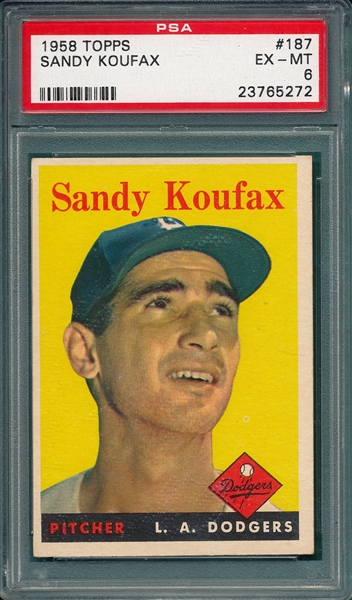 1958 Topps #187 Sandy Koufax PSA 6