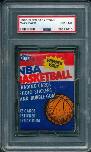 1986-87 Fleer Basketball Unopened Pack PSA 8