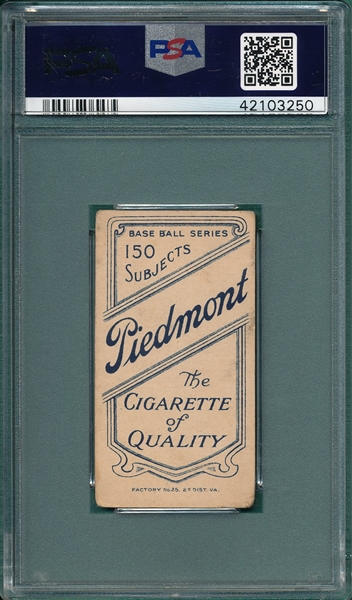 1909-1911 T206 Jennings, Portrait, Piedmont Cigarettes, PSA 2
