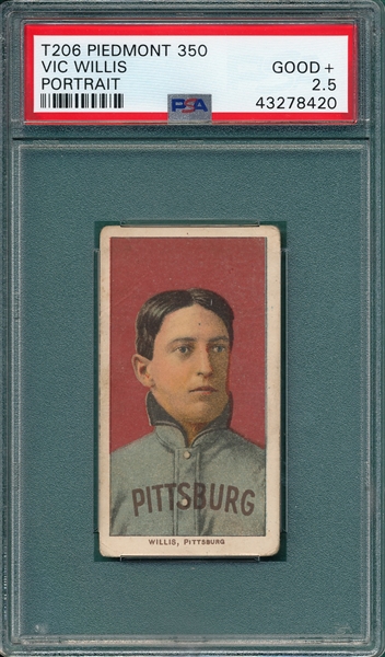 1909-1911 T206 Willis, Portrait, Piedmont Cigarettes, PSA 2.5