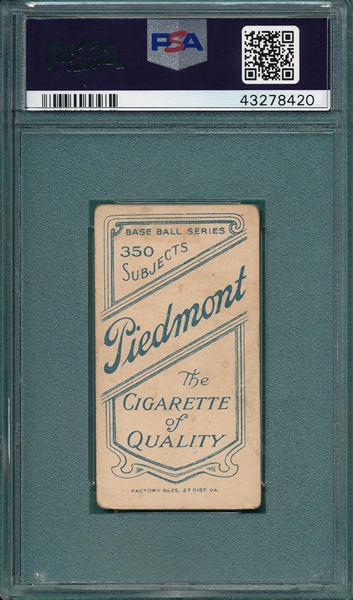1909-1911 T206 Willis, Portrait, Piedmont Cigarettes, PSA 2.5