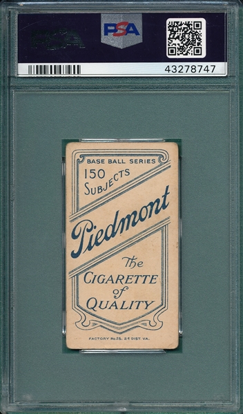 1909-1911 T206 Reulbach, Glove, Piedmont Cigarettes, PSA 2