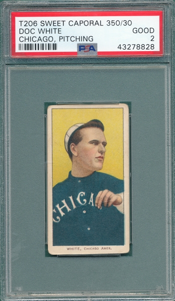 1909-1911 T206 White, Doc, Pitching, Sweet Caporal Cigarettes, PSA 2 