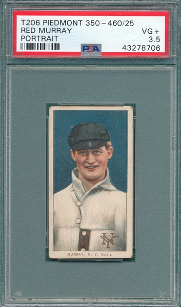 1909-1911 T206 Murray, Portrait, Piedmont Cigarettes PSA 3.5