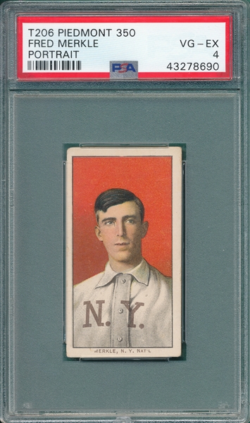 1909-1911 T206 Merkle, Portrait, Piedmont Cigarettes PSA 4 