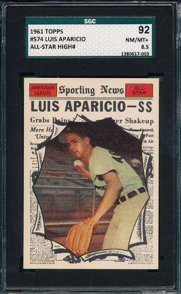 1961 Topps #574 Luis Aparicio, AS, SGC 92 *Hi #*