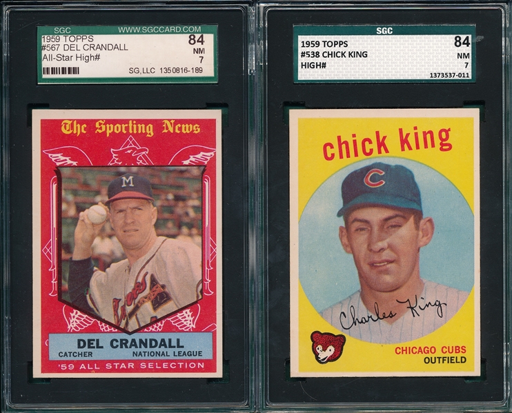 1959 Topps #538 King & #567 Crandall, AS, Lot of (2) SGC 84 *Hi#*