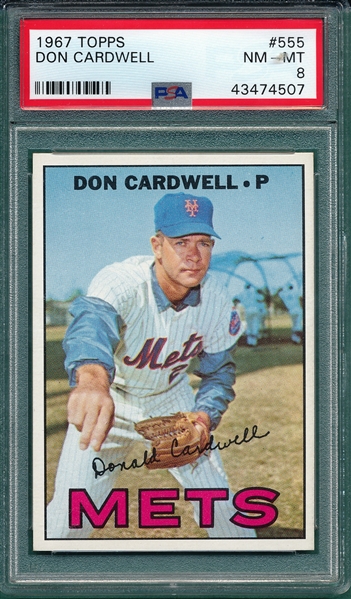 1967 Topps #555 Don Cardwell PSA 8 *Hi #*
