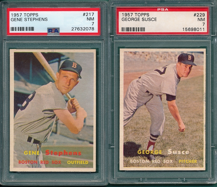 1957 Topps #217 Stephens & #229 Susce, Lot of (2) PSA 7