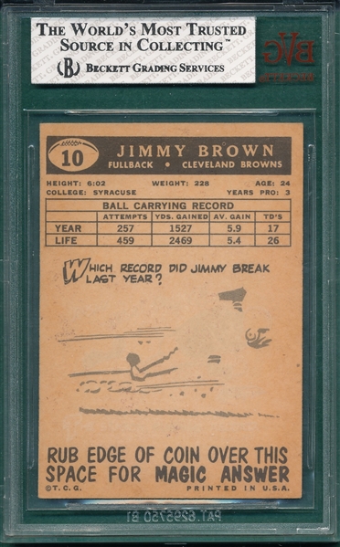 1959 Topps FB #10 Jimmy Brown BVG 7