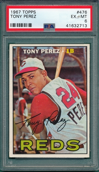 1967 Topps #476 Tony Perez, PSA 6 *SP*