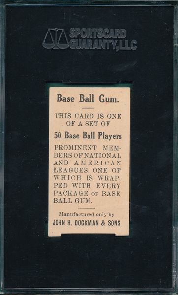 1909 E92 Hugh Jennings Dockman & Sons Gum SGC 60
