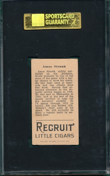 1912 T207 Strunk Recruit Little Cigars SGC 50