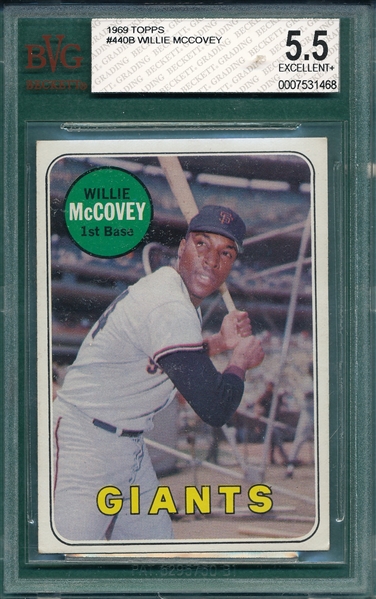 1969 Topps #440 Willie McCovey BVG 5.5 *White Letters*