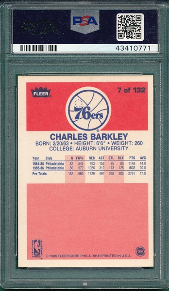 1986 Fleer #7 Charles Barkley PSA 7 *Rookie*