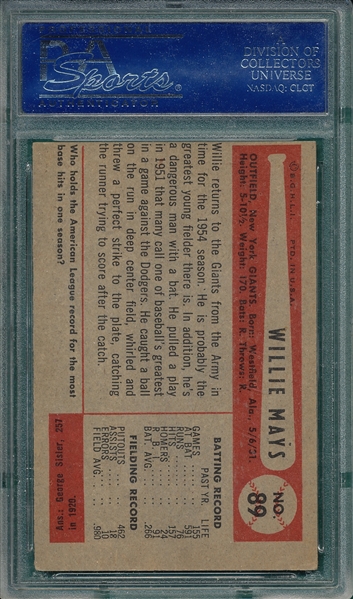 1954 Bowman #89 Willie Mays PSA 3
