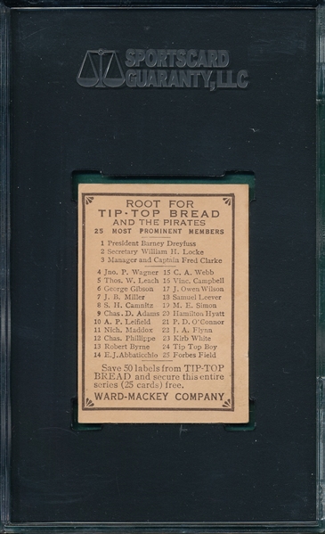 1910 D322 Nick Maddox Tip Top Bread SGC 30