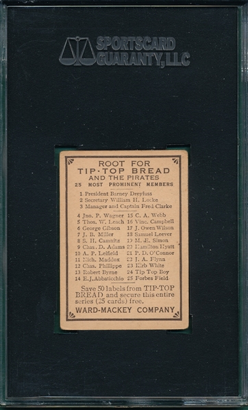1910 D322 Lefty Leifield Tip Top Bread SGC 50