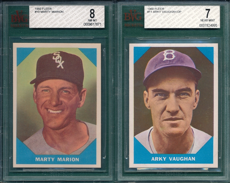 1960 Fleer Baseball Greats #11 Vaughn & #19 Marion, Lot of (2) BVG