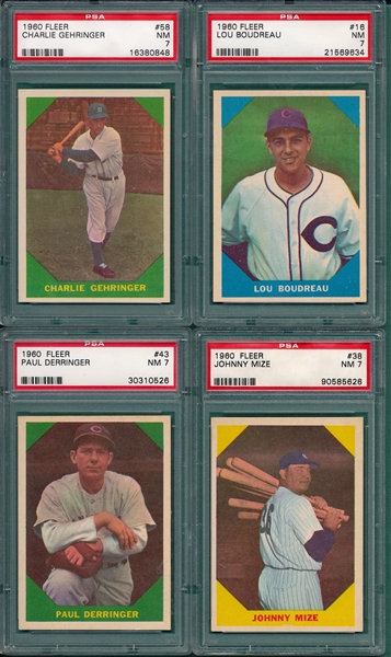 1960 Fleer Baseball Greats Lot of (4) W/ #58 Gehringer PSA 7