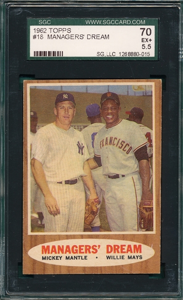 1962 Topps #18 Managers Dream W/ mays & Mantle SGC 70