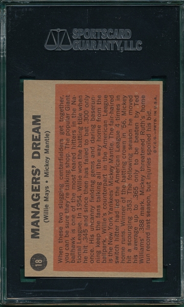 1962 Topps #18 Managers Dream W/ mays & Mantle SGC 70
