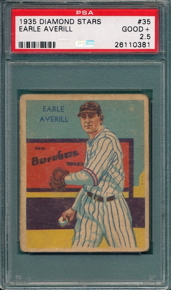 1934-36 Diamond Stars #35 Earle Averill PSA 2.5