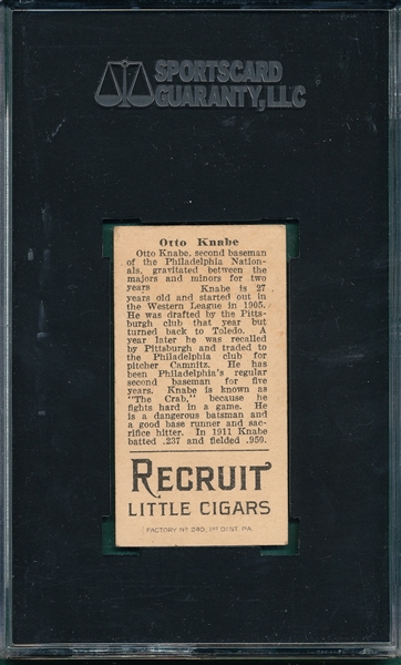 1912 T207 Knabe Recruit Little Cigars SGC 60