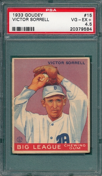 1933 Goudey #15 Victor Sorrell PSA 4.5