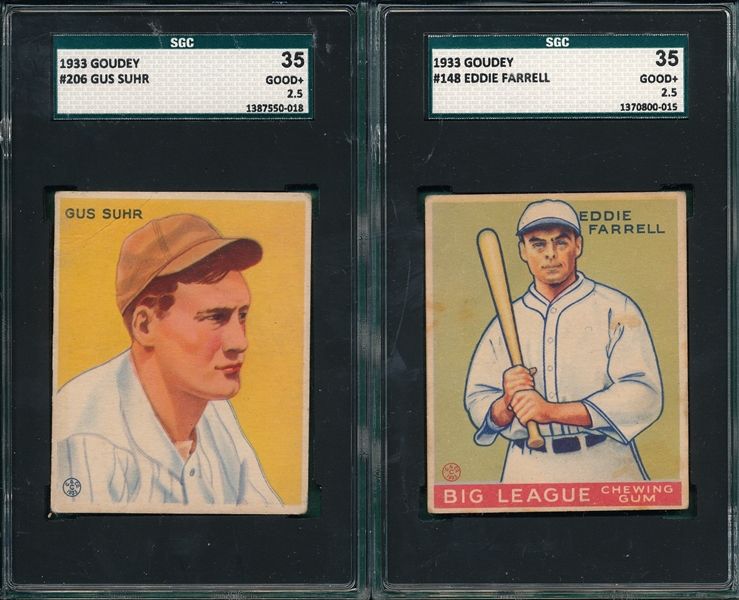 1933 Goudey #148 Farrell & #206 Suhr, Lot of (2) SGC 35