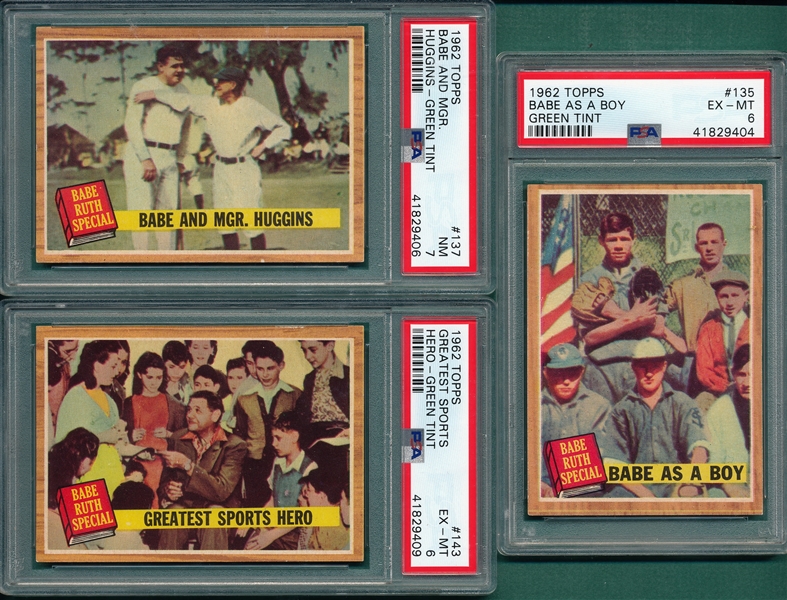 1962 Topps Babe Ruth Special Lot of (3) PSA *Green Tints*