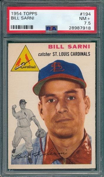 1954 Topps #194 Bill Sarni PSA 7.5
