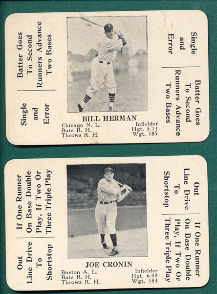 1936 S & S Baseball Game Lot of (21) W/ Bill Herman