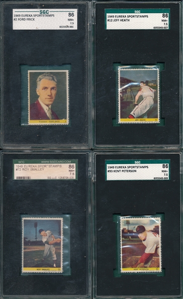1949 Eureka Sports Stamps Lot of (28) SGC W/ Musial