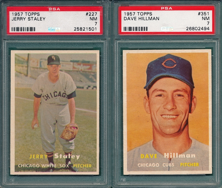 1957 Topps #227 Staley & #351 Hillaman, Lot of (2), PSA 7