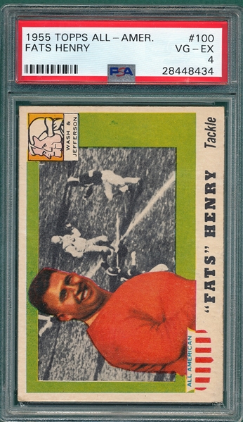 1955 Topps All American #100 Fats Henry PSA 4