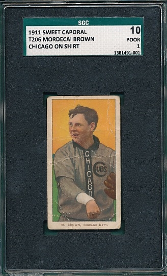 1909-1911 T206 Brown, Chicago On Shirt, Sweet Caporal Cigarettes SCG 10