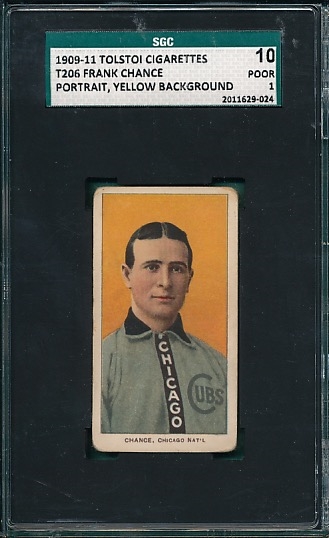 1909-1911 T206 Chance, Yellow Portrait, Tolstoi Cigarettes SCG 10